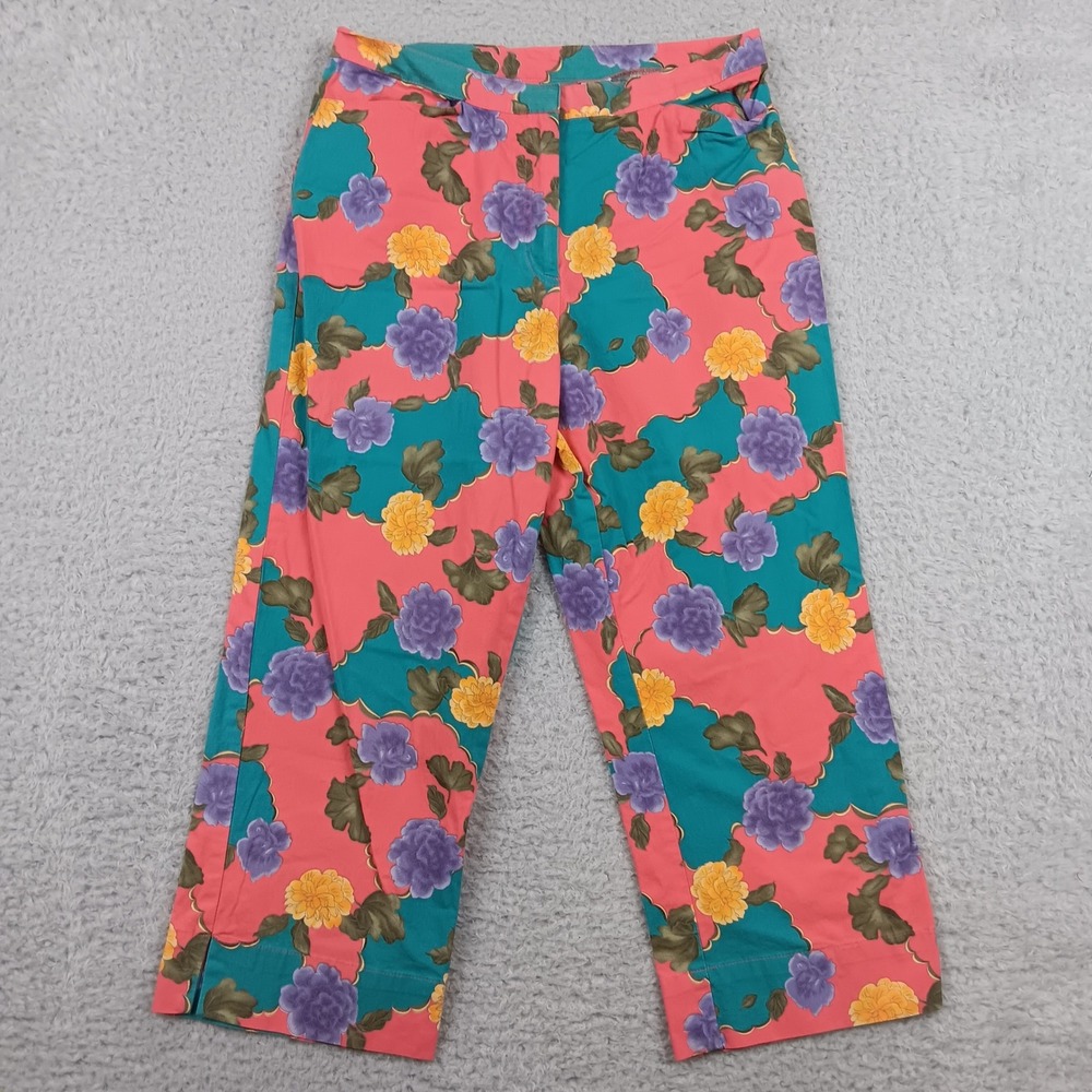 Sag Harbor Sport Pant Cropped Women 10 Pink Floral Cotton Stretch RN 51735